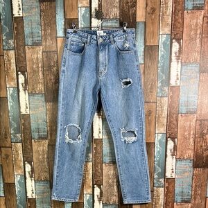 Princess Polly 6 high rise  Blue Distressed Denim